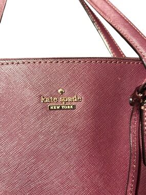 kate spade plum tote with gold logo hardware